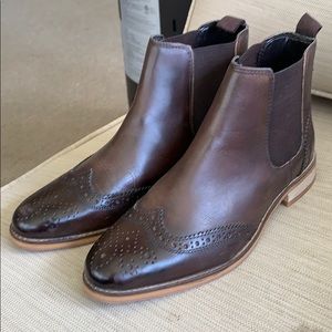Brown wing tip boots